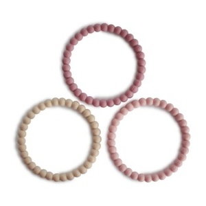 mushie 무쉬 / Pearl Teething Bracelet (Linen/Peony/Pale Pink)