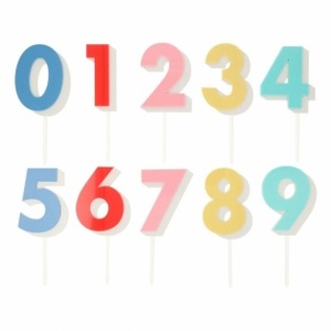 MeriMeri 메리메리 - Rainbow Number Acrylic Toppers (set of 10) / 숫자 0-9 무지개 컬러 아크릴 케익 타퍼 (캔들X)