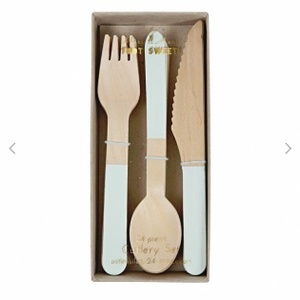 MeriMeri 메리메리 - Mint Wooden Cutlery Set (set of 24) / 민트 우든 커트러리 세트 (24개입)