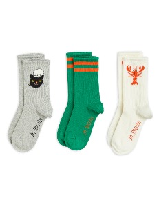 [MINI RODINI] CHEF CAT 3-pack socks